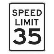 LYLE Speed Limit 35 Traffic Sign, 18 in H, 12 in W, Aluminum, Vertical Rectangle, T1-5025-HI_12x18 T1-5025-HI_12x18