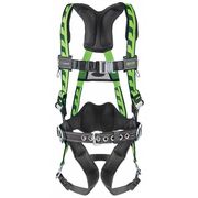 HONEYWELL MILLER Full Body Harness, Vest Style, L/XL, Polyester, Green AC-QC-BDP/UGN