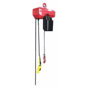 DAYTON Electric Chain Hoist, 500 lb, 10 ft, Hook Mounted - No Trolley, Red 452R55