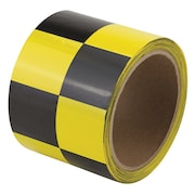 Zoro Select Warning Tape, Checkered, Black/Yellow, 3" W 35TA42