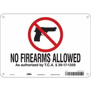 CONDOR No Concealed Weapons Sign, 7 in H, 10 in W, Aluminum, Vertical Rectangle, English, 453T62 453T62