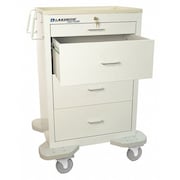 Lakeside Medical Cart, 4 Drawers w/Key Lock, White Cabinet C-430-K-1TW