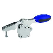 KIPP Toggle Clamp Horizontal, Foot Vert. F1=1350, Clamping Spindle M06X35, Stainless Steel, Blue K0661.106001