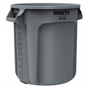 Rubbermaid Commercial 10 gal Round Trash Can, Gray, 15 5/8 in Dia, None, Plastic FG261000GRAY