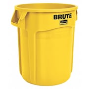 Rubbermaid Commercial 10 gal Round Trash Can, Yellow, 15 5/8 in Dia, None, Plastic FG261000YEL