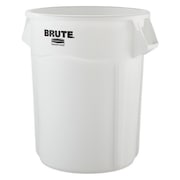 Rubbermaid Commercial BRUTE Trash Can, Round, 55 gal Capacity, 26 1/2 in W, 33 in H, White FG265500WHT