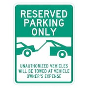LYLE Reserved Parking Sign, 24" x 18, T1-6286-EG_18x24 T1-6286-EG_18x24