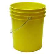 Zoro Select 5 gal Open Head Pail, 12-3/8 in Dia, 14-3/4 in H, Yellow, HDPE ROP2150Y-M