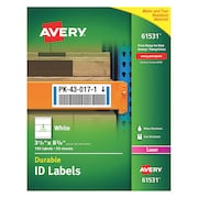 AVERY Avery® Durable ID Labels with TrueBlock® Technology, 61531, Laser, 3-1/4" x 8-3/8", White, Pack of 150 7278261531