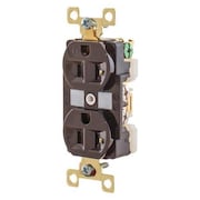 ZORO SELECT Receptacle, 20 A Amps, 125V AC, Flush Mount, Standard Duplex Outlet, 5-20R, Brown BRY5362