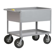 Little Giant Steel Flat Handle Deep Shelf Utility Cart, 2 Shelves, 1200 lb DS2436X1210SR