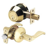 MASTER LOCK Lever Lockset, Polished Brass, Wave Style WLC0603KA4