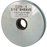 ZORO SELECT Sheave, Wire Rope, 1/8 in Max Cable Size, 685 lb Max Load, Zinc Plated 00258-1/8-C