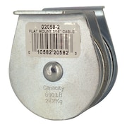 ZORO SELECT Pulley Block, Wire Rope, 3/16 in Max Cable Size, 600 lb Max Load, Zinc Plated 02058-2-C
