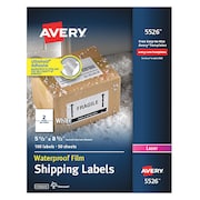 Avery Avery® WeatherProof™ Shipping Labels, TrueBlock® Technology, Laser Printers, 5-1/2" x 8-1/2", Box of 100 (5526) 727825526