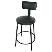 Zoro Select Round Stool with Backrest, Height 24" to 33"Black 5NWH4