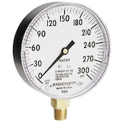 Ashcroft Pressure Gauge, 0 to 300 psi, 1/4 in MNPT, Plastic, Black 35W1005PH02LXULZG300#-8382