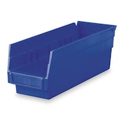 Akro-Mils Nestable Shelf Storage Bin, Label Holders, 7 Divider Slots, Blue, 11 5/8 in L x 4 1/8 in W x 4 in H 30120BLUE