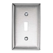 Hubbell Toggle Switch Wall Plates, Number of Gangs: 1 Stainless Steel, Brushed Finish, Silver SS1