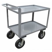 ZORO SELECT Steel Utility Cart with Lipped Metal Shelves, Flat, 2 Shelves, 1,500 lb 5CGZ9