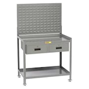 LITTLE GIANT Workstation, 2-Drawer, Louvered, 24 x 48" SW-2448-LLLP2DR