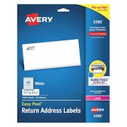 AVERY DENNISON Return Address Labels, 30Up, White, PK1500 5195