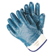 MCR SAFETY Nitrile Coated Gloves, Full Coverage, Blue/White, L, 12PK 127-9761R