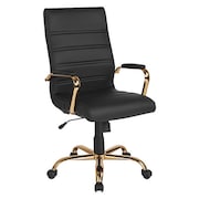 Flash Furniture Black Leather Gold Frame High Back Chair GO-2286H-BK-GLD-GG