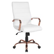 Flash Furniture White Leather Rose Gold Frame High Back Chair GO-2286H-WH-RSGLD-GG