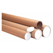 Partners Brand Heavy-Duty Mailing Tubes with Caps, 4" x 72", Kraft, 12/Case P4072KHD