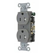 ZORO SELECT Receptacle, 20 A Amps, 125V AC, Flush Mount, Standard Duplex Outlet, 5-20R, Gray CRS20GRYTR