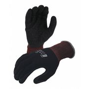 Azusa Safety Karbonhex Premium 13 ga. Nylon/Spandex Gloves, Crinkle Latex Palm Coating, Black/Red Cuff, L KX12N