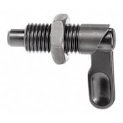 KIPP Indexing Plunger, Cam-Action, D=8, D1= 1/2-20, Steel, Style D, With Locknut, Grip Powder Coated K0348.0708AM