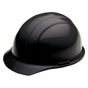 Erb Safety Front Brim Hard Hat, Type 1, Class E, Ratchet (4-Point), Black 19371