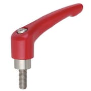 KIPP Adjustable Handle, Size: 1 1/4-20X15, Zinc Red RAL 3003, Comp: Stainless Steel K0123.1A227X15