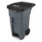 Rubbermaid Commercial 32 gal Rectangular Trash Can, Gray, 20 1/2 in Dia, Step-On, HDPE 1971944
