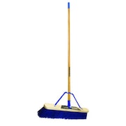 Quickie 24 in Sweep Face Push Broom, Stiff, Synthetic, Blue, 60 in L Handle 869HDSU