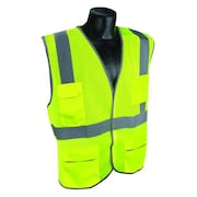 CONDOR High-Visibility Vest, ANSI Class 2, U-Block, Hook-and-Loop Closure, Mesh Polyester, Lime, Size L/XL 53YN34