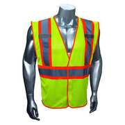 Condor High-Visibility Vest, Type R, ANSI Class 2, U-Block, Mesh Polyester, Hook and Loop, Lime, L/XL 53YN50