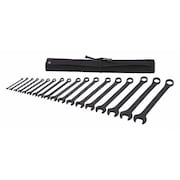 WESTWARD Combination Wrench Set, Black Oxide, 1/4 in to 1 1/4 in Head Sizes, 12 Points, 18-Piece 54DG08