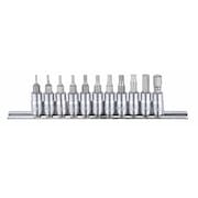 WESTWARD 1/4" Drive Socket Bit Set, SAE, 11 pcs 54TL79