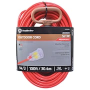 Southwire Extension Cord, 14 AWG, 125VAC, 100 ft. L 2489SW8804