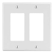 Hubbell Rocker Wall Plate, Number of Gangs: 2 Plastic, Smooth Finish, White PJ262W