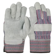PIP Economy Grade Split Cowhide Leather Palm Glove, Fabric Back, Gunn Cut, Wing Thumb, M, 12 Pairs 558