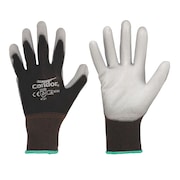 Condor Coated Gloves, Polyurethane, Nylon, Smooth, ANSI Abrasion Level 3, Gray/Black, S, 1 Pair 56JK82