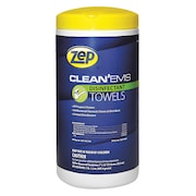 Zep Disinfecting Cleaning And Sanitizing Wipes, White, Canister, 7 in x 12 in, Lemon 651312