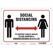 CONDOR Social Distancing Sign, 14" W x 10" H, English, Aluminum, White HWB740A1014