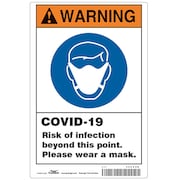 CONDOR Risk of Infection Sign, 14" W x 10" H, English, Aluminum, White HWW310A1410