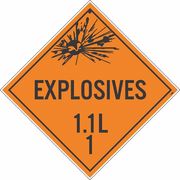 NMC Explosives 1.1L 1 Dot Placard Sign, Pk100 DL89TB100
