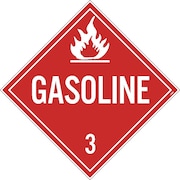 NMC Gasoline 3 Dot Placard Sign, Pk100 DL134TB100